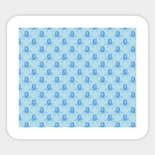 Blue Painterly Octopus Pattern Sticker
